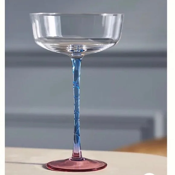 Anthropologie Coupe Glasses Handpainted Handblown Set Of Four New In Box NWT - Picture 3 of 9